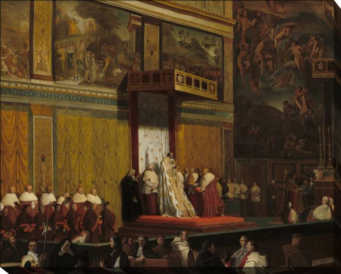 Paintings on canvas Pope Pius VII in the Sistine chapel (Jean-Auguste-Dominique Ingres)