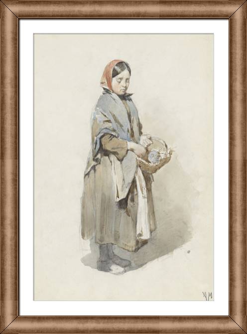 Картины в рамке, багете Girl with shawl and basket (Anton Mauve)