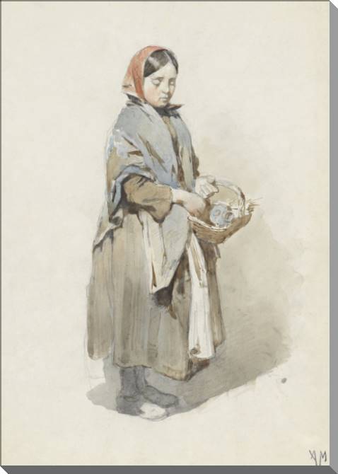 Купить и печать на заказ Картины на пластике, пеноркартоне Девушка с платком и корзиной