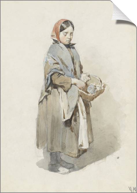 Paintings on canvas Girl with shawl and basket (Anton Mauve)