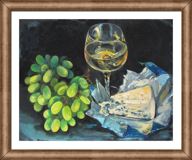 Купить и печать на заказ Картины в рамке, багете Вино и закуски