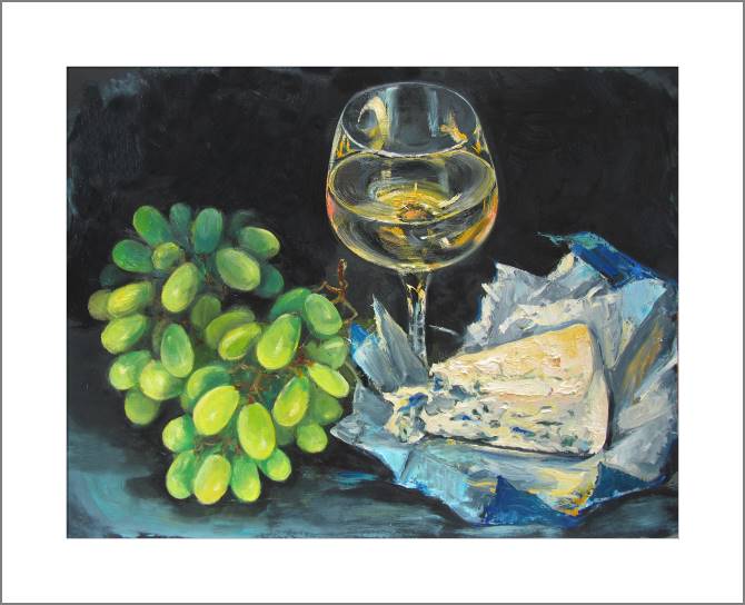 Картины, фото с паспарту Wine and snacks