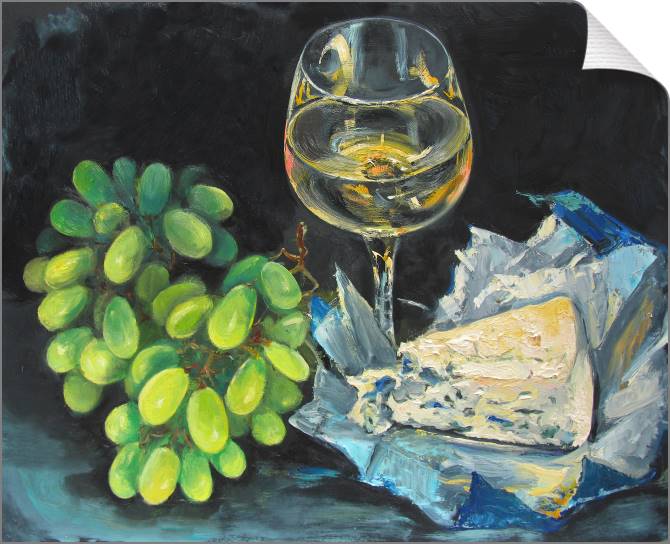 Купить и печать на заказ Картины на холсте Вино и закуски