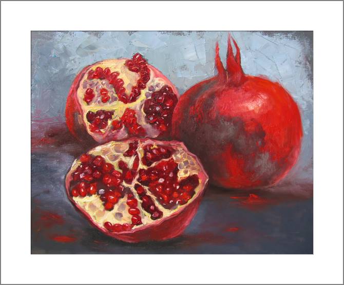 Картины, фото с паспарту Cut pomegranate