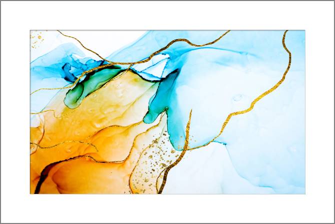 Paintings, photos from Passepartout Transparent stains with gold lines