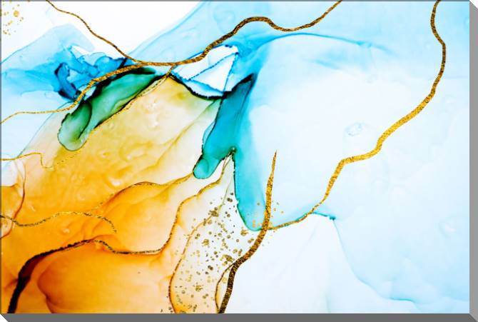 Купить и печать на заказ Картины на пластике, пеноркартоне Прозрачные пятна с золотыми линиями