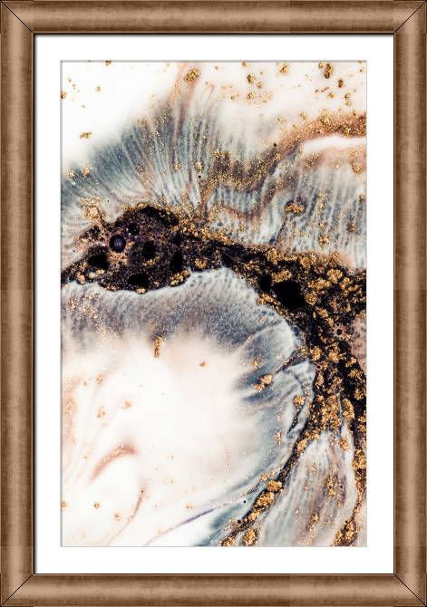 Купить и печать на заказ Картины в рамке, багете Разводы белые с золотом