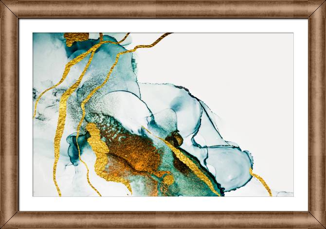 Купить и печать на заказ Картины в рамке, багете Прозрачная абстракция с золотом