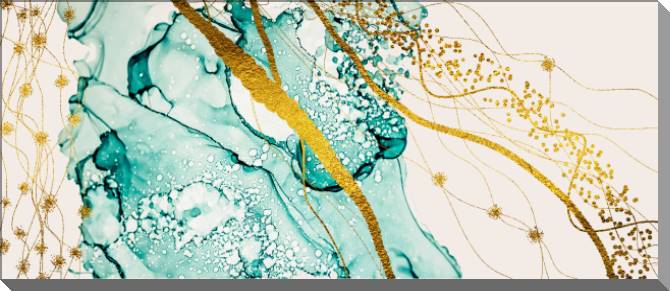 Купить и печать на заказ Картины на пластике, пеноркартоне Бирюзовая абстракция с золотом