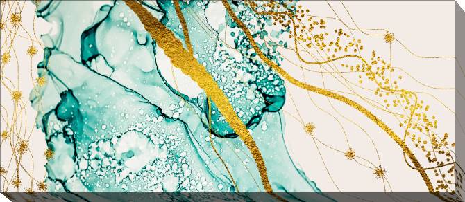 Paintings on canvas Turquoise abstraction of gold