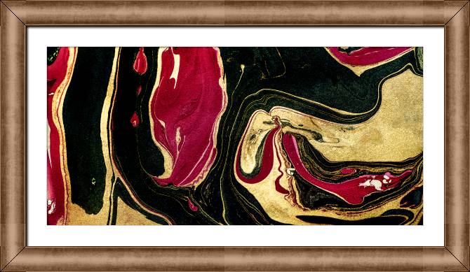 Купить и печать на заказ Картины в рамке, багете Черно-розовая абстракция с золотом