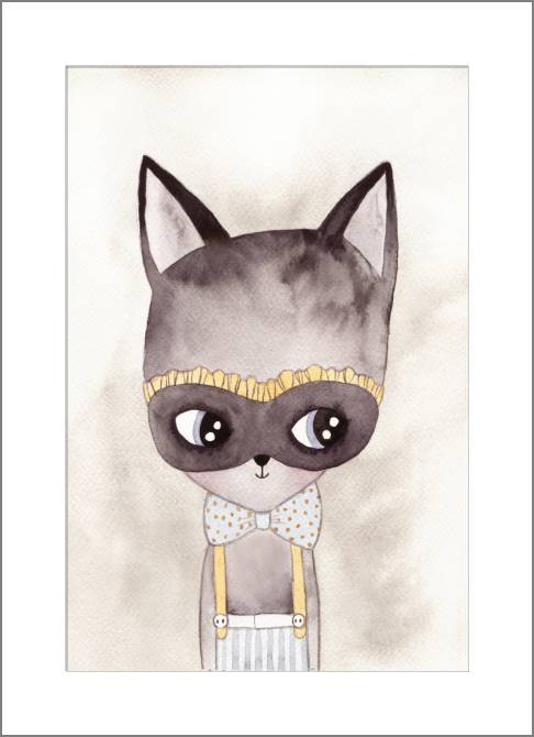 Купить и печать на заказ Картины, фото с паспарту Котик в карнавальной маске