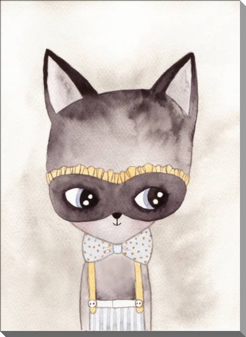 Купить и печать на заказ Картины на пластике, пеноркартоне Котик в карнавальной маске