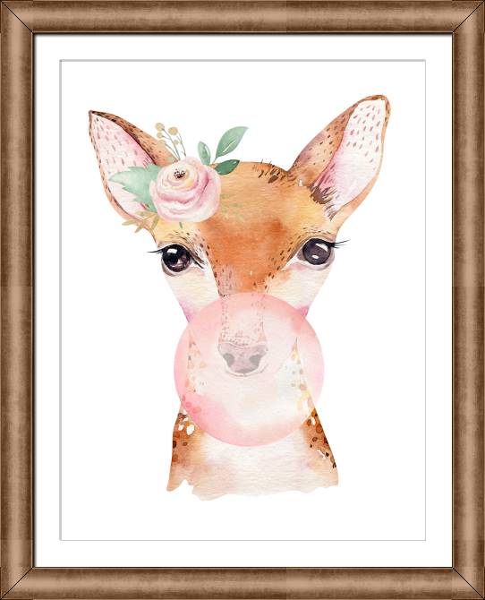Купить и печать на заказ Картины в рамке, багете Олененок акварель