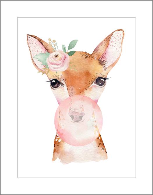 Купить и печать на заказ Картины, фото с паспарту Олененок акварель