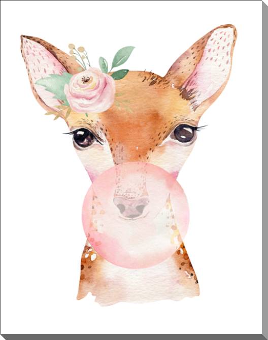 Купить и печать на заказ Картины на пластике, пеноркартоне Олененок акварель