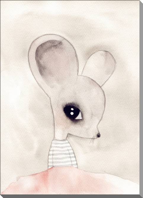 Купить и печать на заказ Картины на пластике, пеноркартоне Мышка в тельняшке акварель