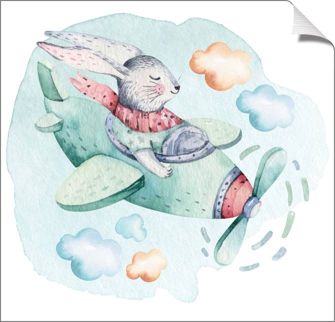 Купить и печать на заказ Картины на холсте Зайчик в самолете