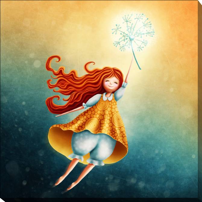 Картины на холсте Little fairy with dandelion