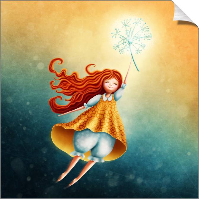 Купить и печать на заказ Картины на холсте Маленькая фея с одуванчиком