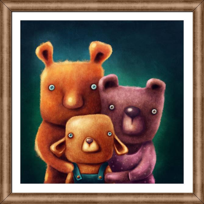 Купить и печать на заказ Картины в рамке, багете Три медведя