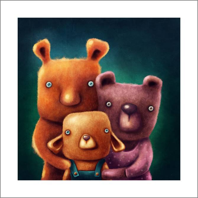 Купить и печать на заказ Картины, фото с паспарту Три медведя