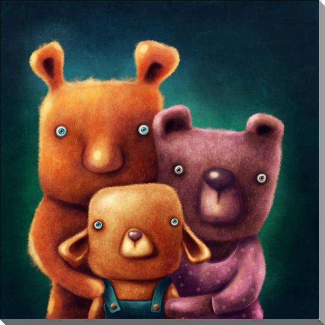 Купить и печать на заказ Картины на пластике, пеноркартоне Три медведя