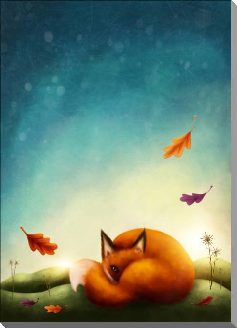 Купить и печать на заказ Картины на пластике, пеноркартоне Лисичка и осень