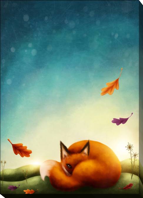 Картины на холсте Fox and autumn