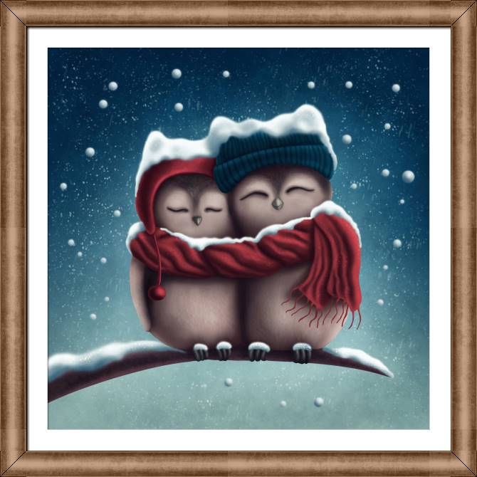 Купить и печать на заказ Картины в рамке, багете Две совы