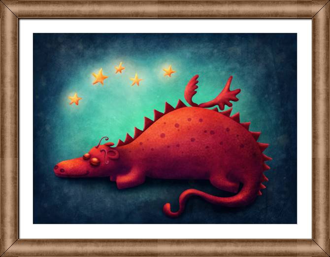 Купить и печать на заказ Картины в рамке, багете Красный дракончик