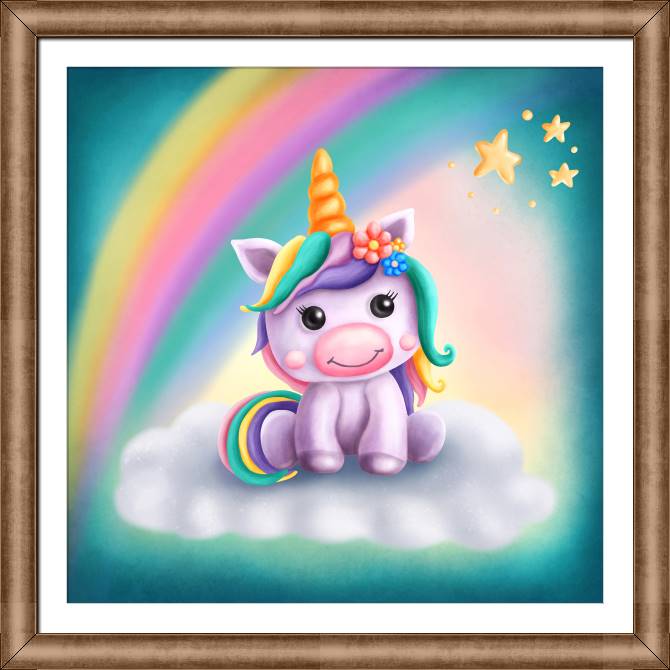 Картины в рамке, багете Unicorn and rainbow