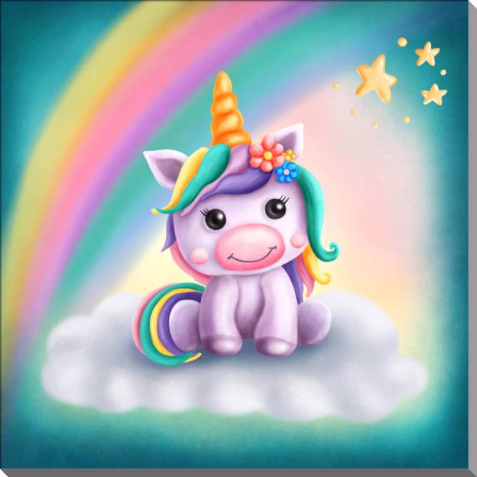 Купить и печать на заказ Картины на пластике, пеноркартоне Единорог и радуга