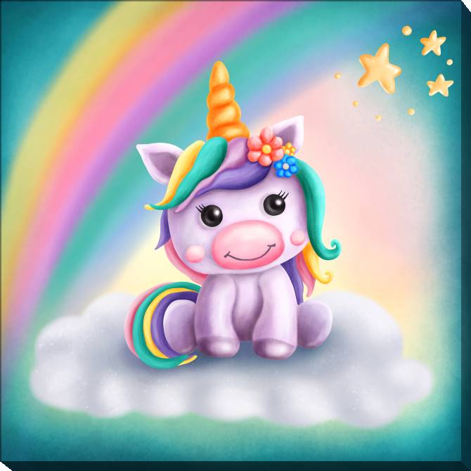 Картины на холсте Unicorn and rainbow
