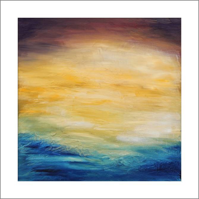 Купить и печать на заказ Картины, фото с паспарту Абстракция закат над океаном