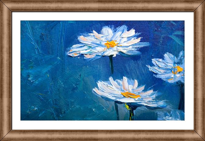 Купить и печать на заказ Картины в рамке, багете Ромашки в саду