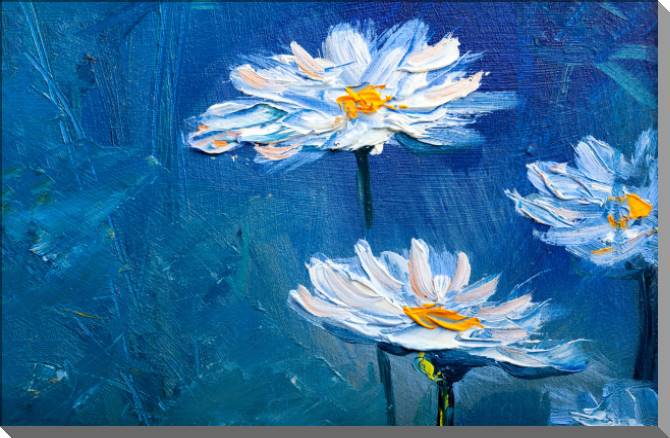 Картины на пластике, пеноркартоне Daisies in the garden