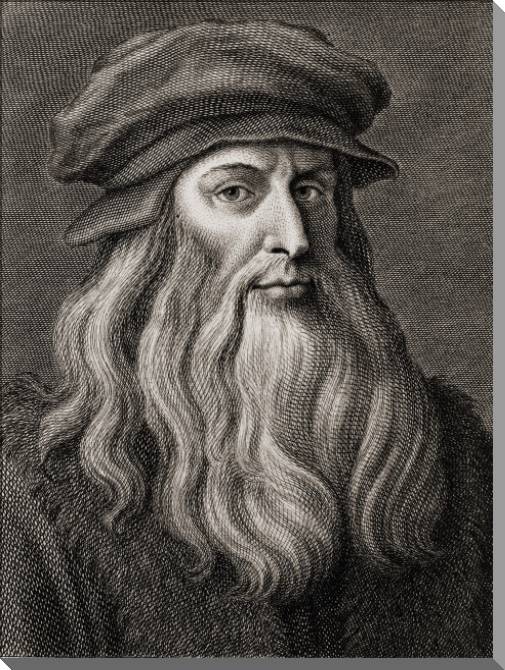 Картины на пластике, пеноркартоне Engraving of Leonardo da Vinci