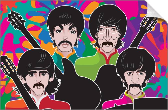 Купить и печать на заказ Картины на холсте Битлз разноцветный арт