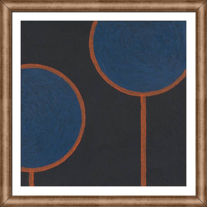 Купить и печать на заказ Репродукции картин Абстракция в минимализме с синими кругами