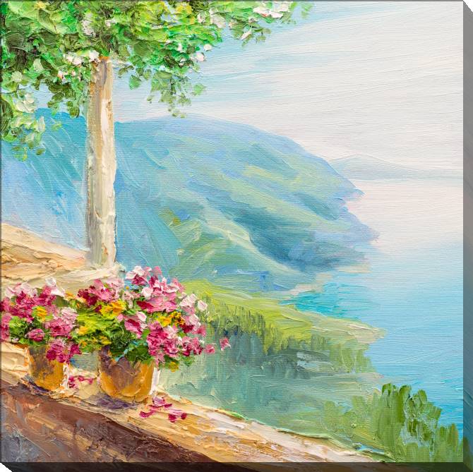 Paintings on canvas Sea landscape with flowers