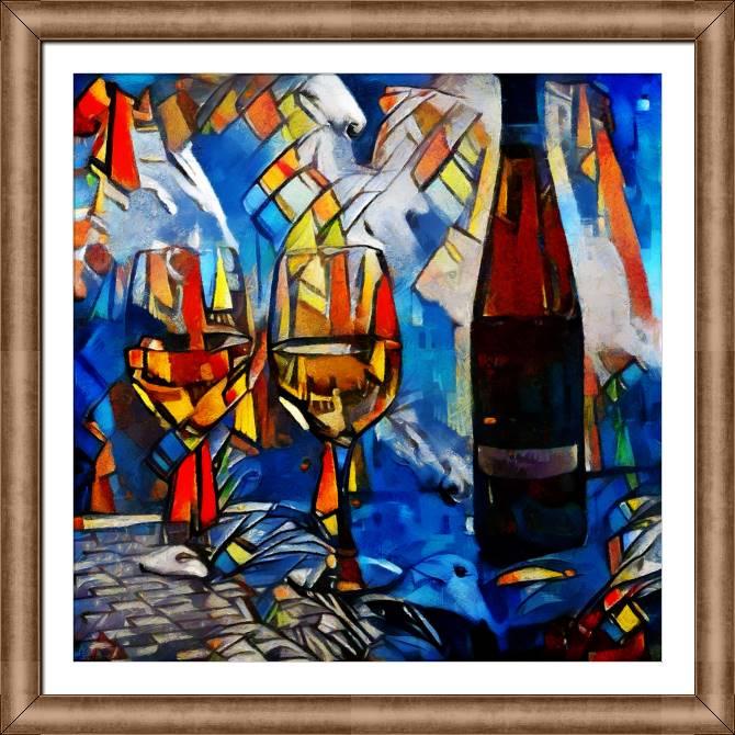 Купить и печать на заказ Картины в рамке, багете Бокалы кубизм