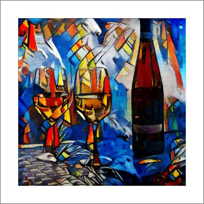 Купить и печать на заказ Картины, фото с паспарту Бокалы кубизм