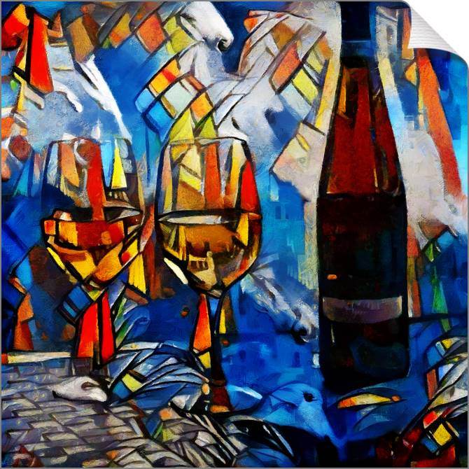 Купить и печать на заказ Картины на холсте Бокалы кубизм