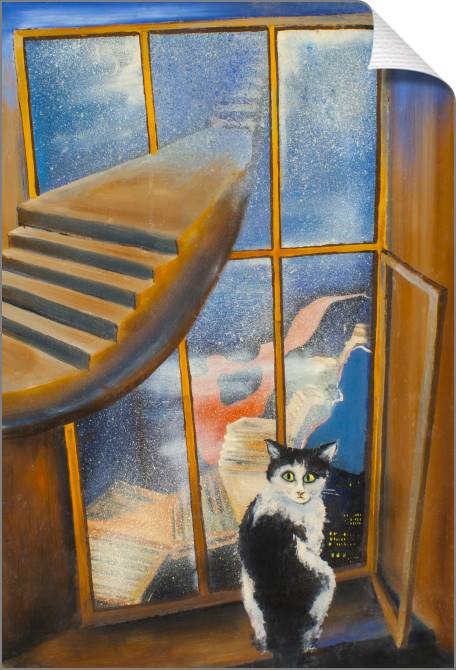 Купить и печать на заказ Картины на холсте Сюрреалистичная картина с котом