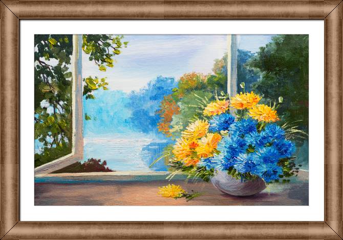 Купить и печать на заказ Картины в рамке, багете Букет весенних цветов