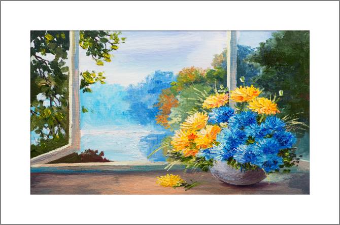 Купить и печать на заказ Картины, фото с паспарту Букет весенних цветов