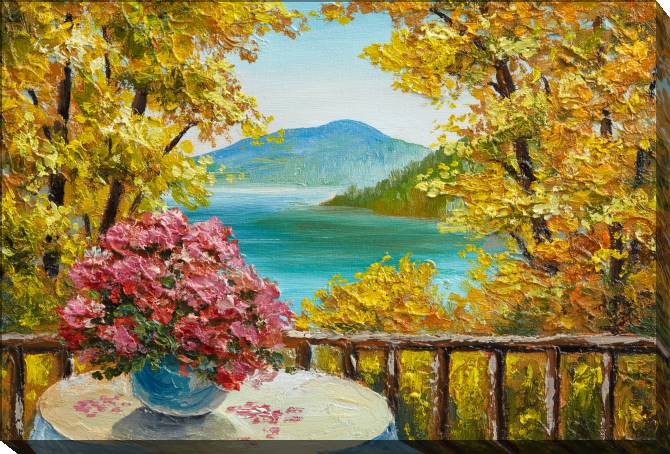 Картины на холсте Autumn forest and mountain