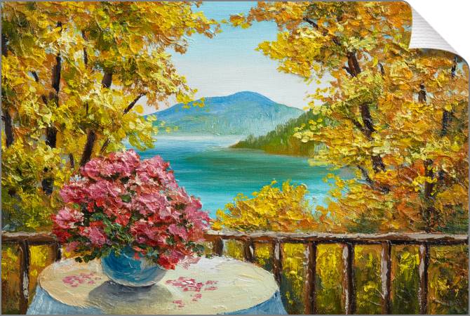 Купить и печать на заказ Картины на холсте Осенний лес и горы