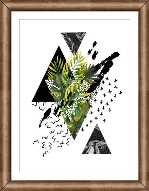 Купить и печать на заказ Картины в рамке, багете Акварель и тропические листья